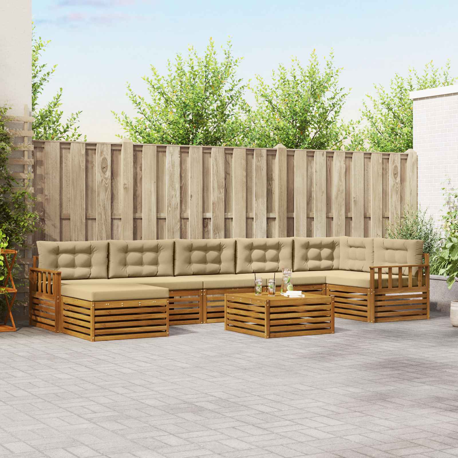 Ensembles de canapés avec coussin 8 pcs Naturel et Beige - XIOS
