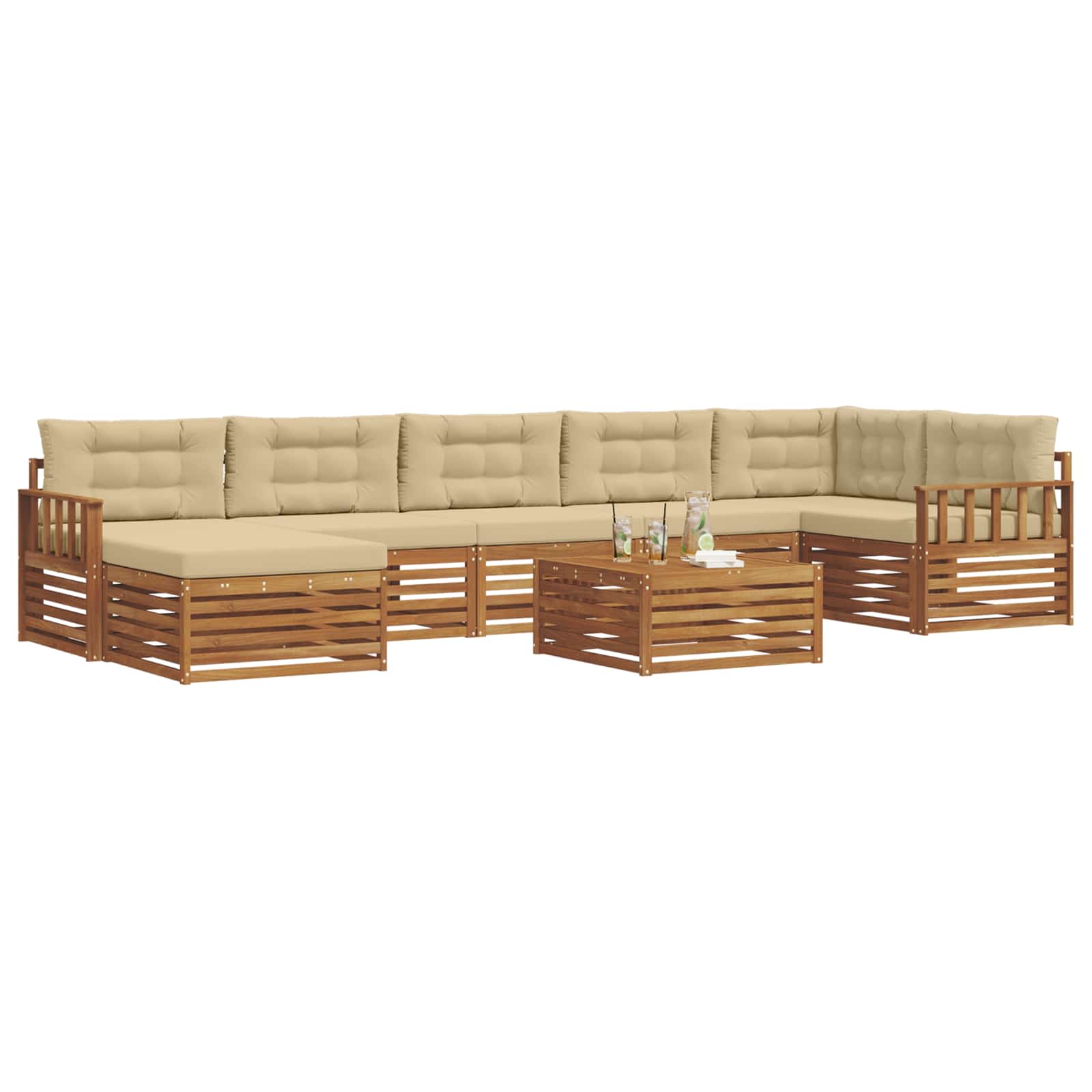 Ensembles de canapés avec coussin 8 pcs Naturel et Beige - XIOS