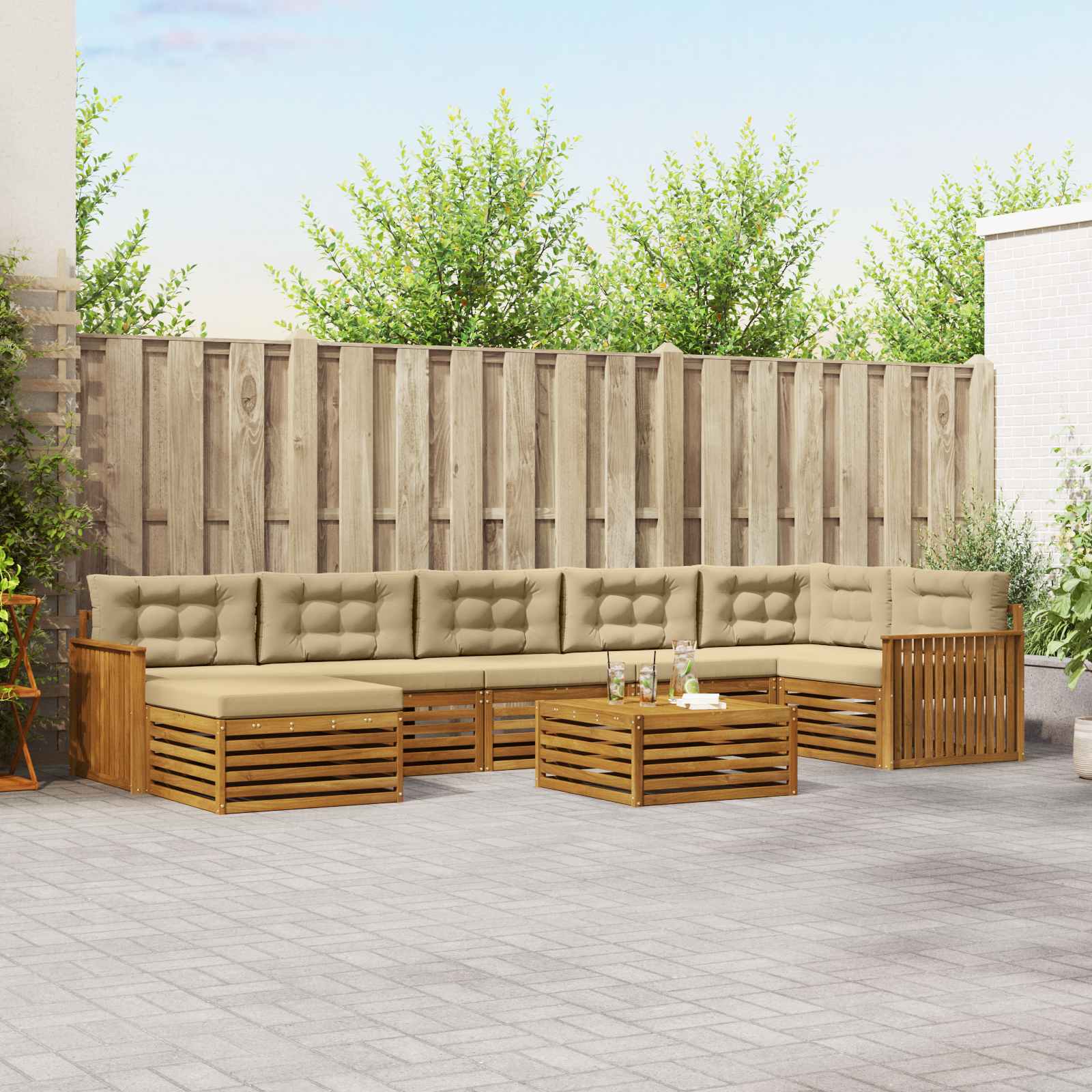 Ensembles de canapés avec coussin 8 pcs Naturel et Beige - XIOS