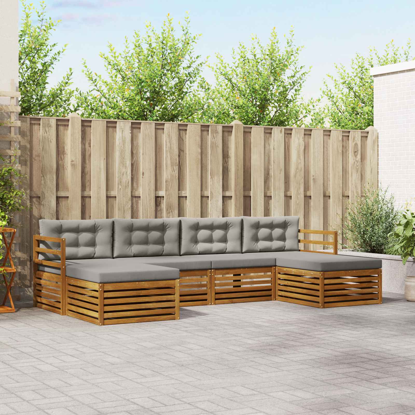 Ensembles de canapés avec coussin 6 pcs Gris Naturel et Clair - XIOS