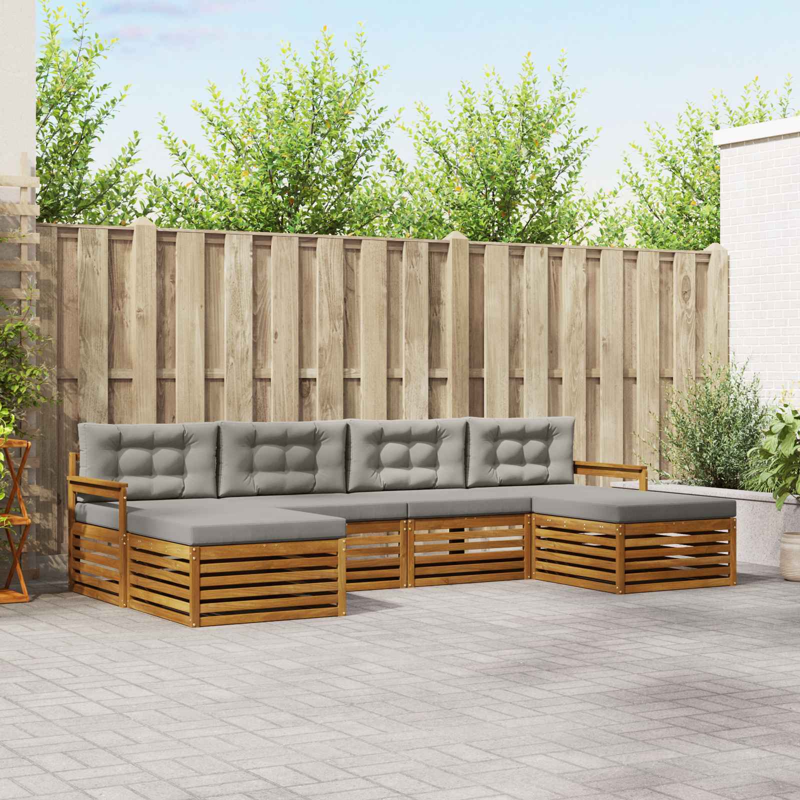 Ensembles de canapés avec coussin 6 pcs Gris Naturel et Clair - XIOS