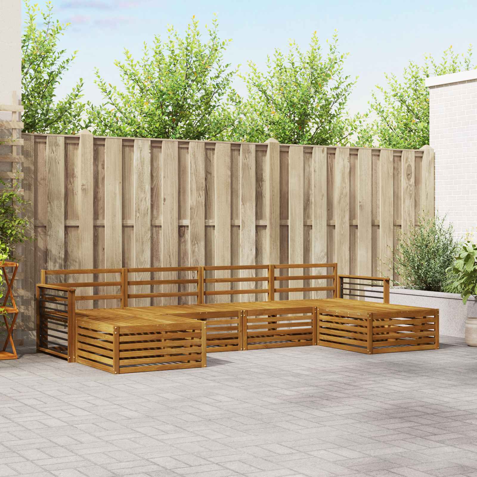 Ensembles de canapés 6 pcs Naturel Bois d'Acacia Massif - XIOS