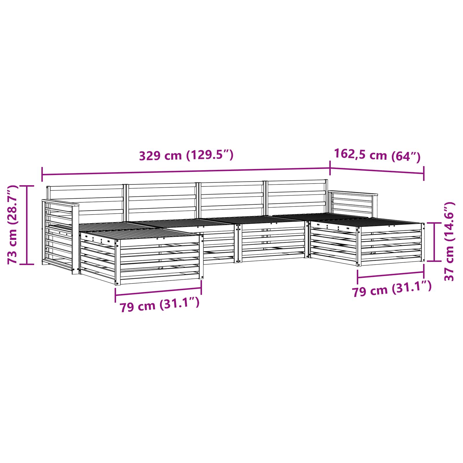 Ensembles de canapés 6 pcs Naturel Bois d'Acacia Massif - XIOS