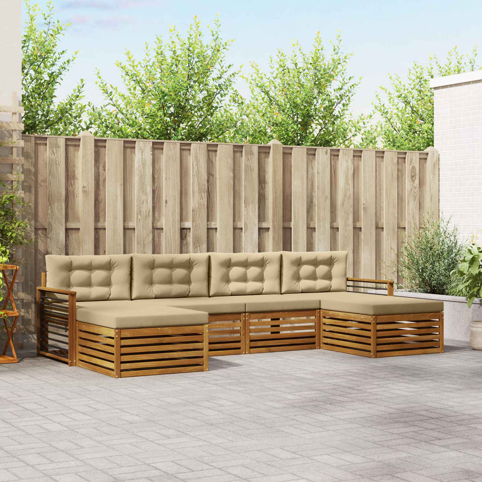 Ensembles de canapés avec coussin 6 pcs Naturel et Beige - XIOS
