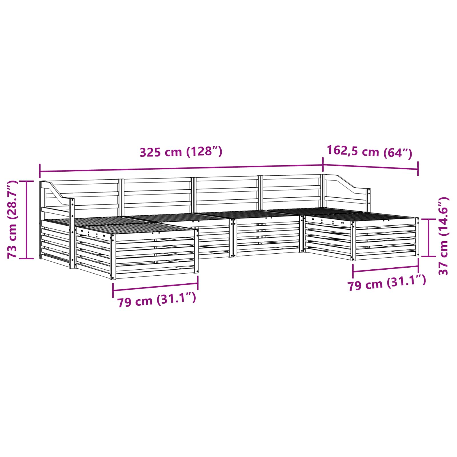 Ensembles de canapés 6 pcs Naturel Bois d'Acacia Massif - XIOS