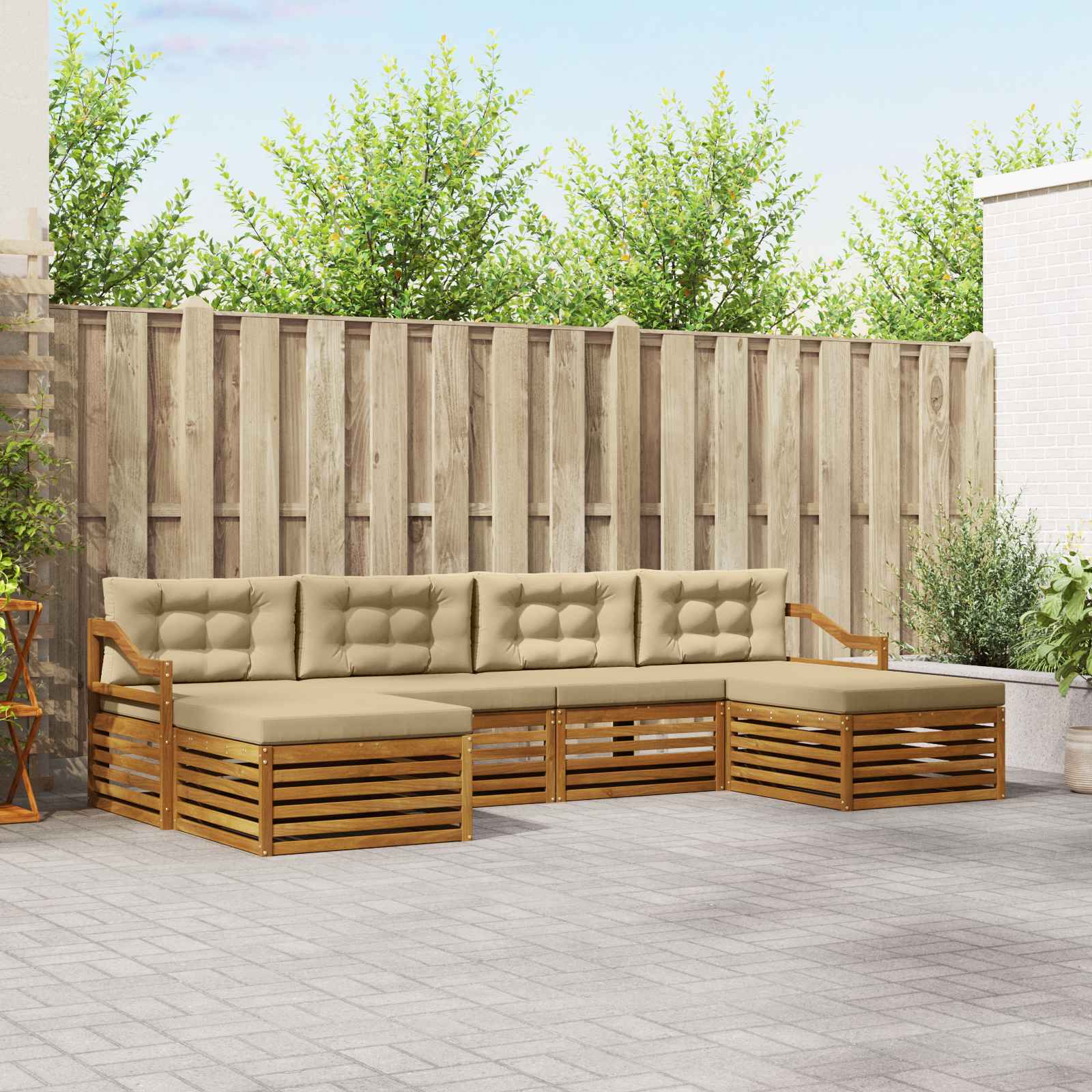 Ensembles de canapés avec coussin 6 pcs Naturel et Beige - XIOS