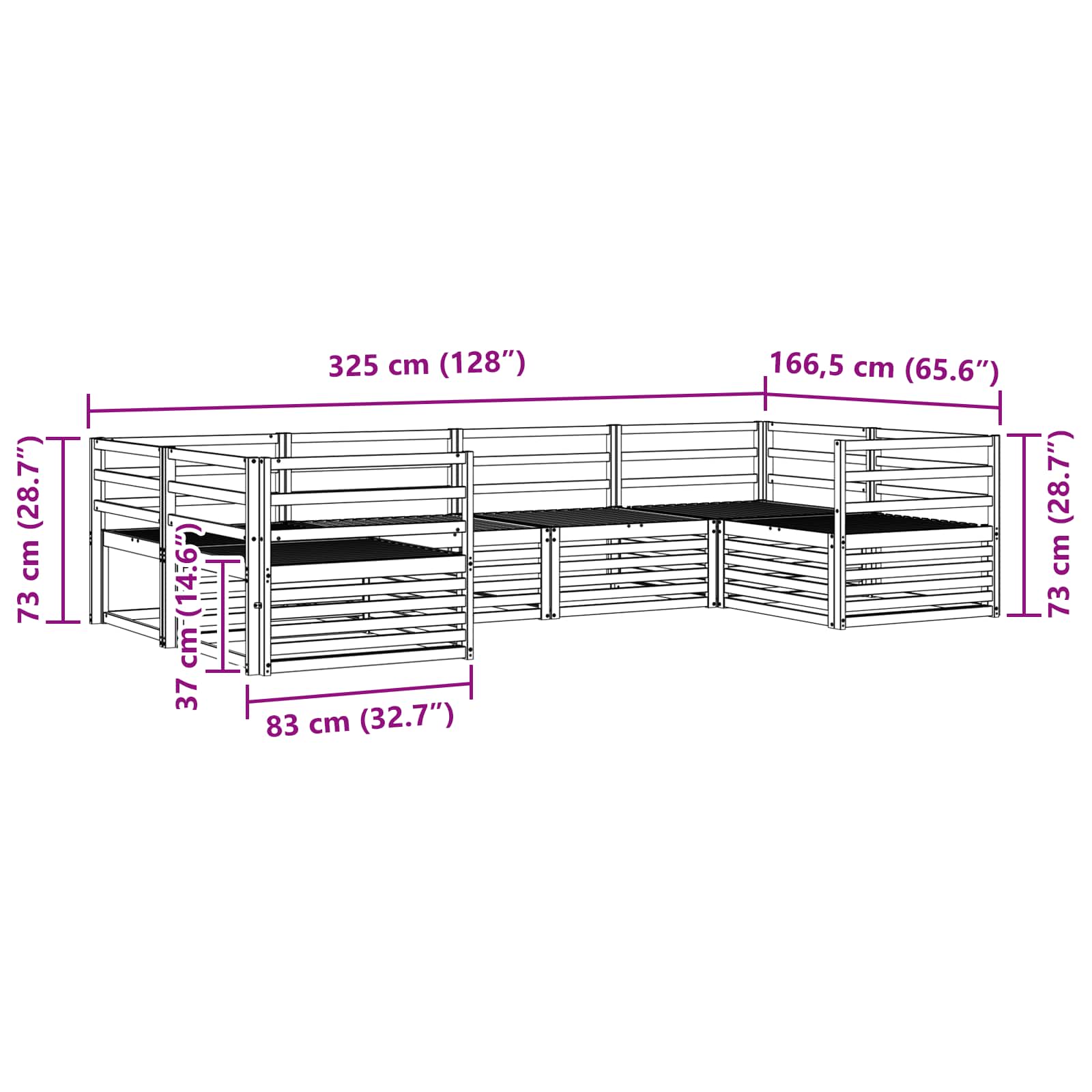 Ensemble de canapés d'extérieur 6 pcs Naturel - XIOS