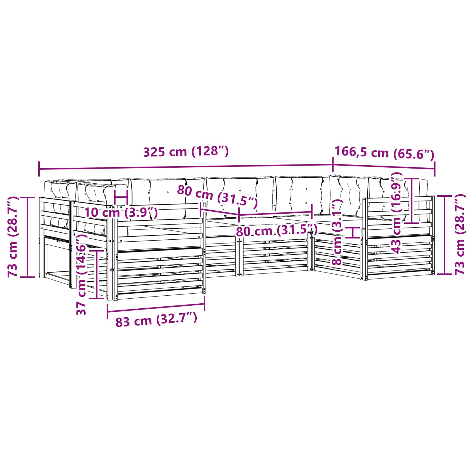 Ensemble de canapés d'extérieur 6 pcs Naturel et Beige - XIOS