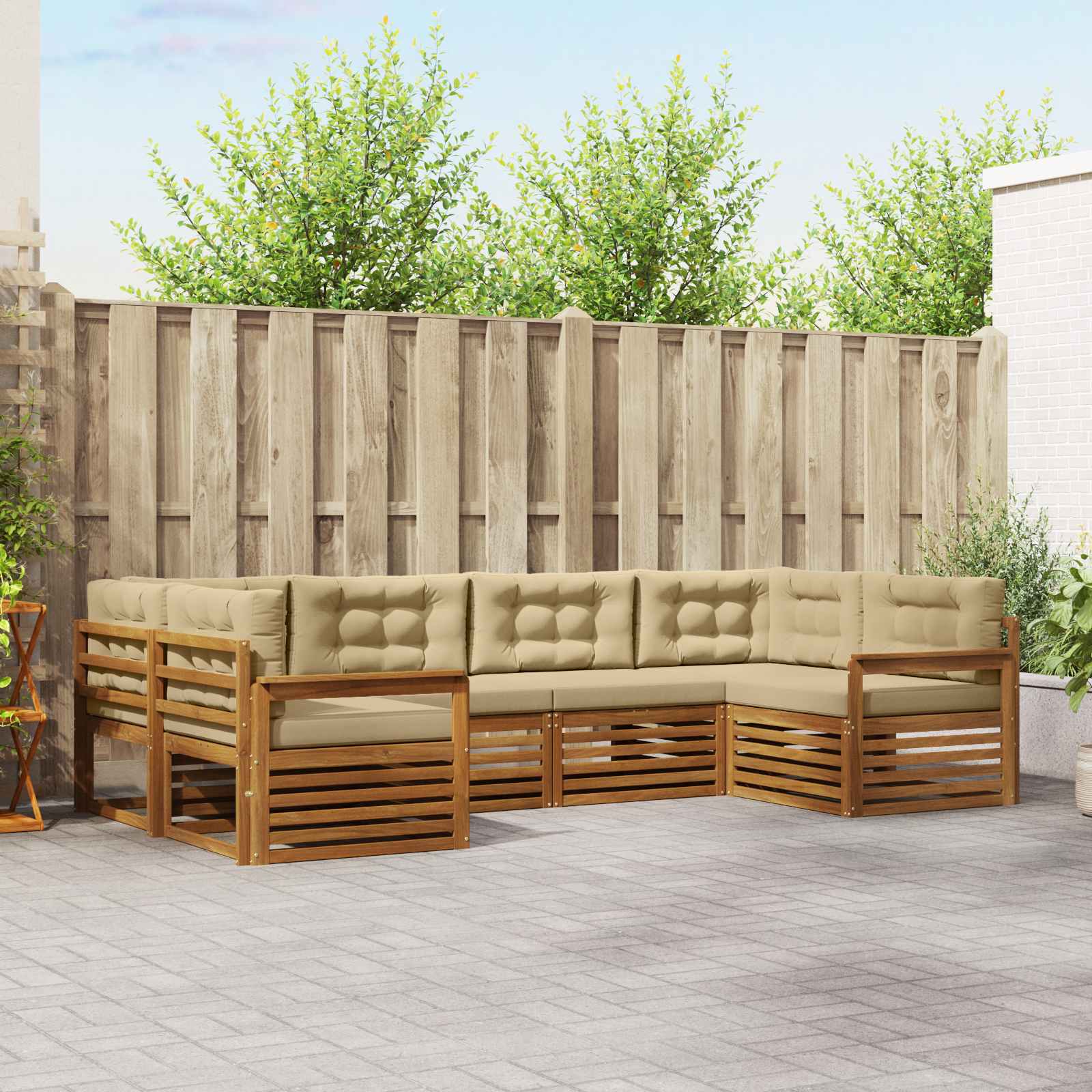 Ensembles de canapés avec coussin 6 pcs Naturel et Beige - XIOS