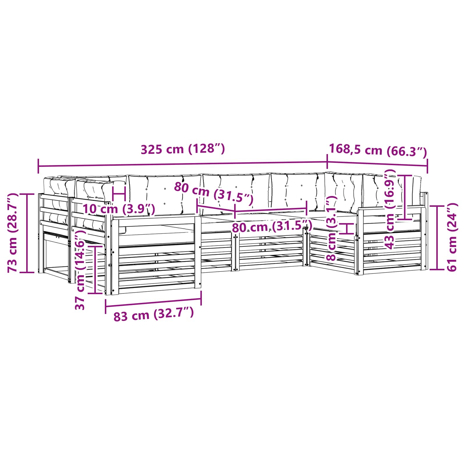 Ensembles de canapés avec coussin 6 pcs Naturel et Beige - XIOS