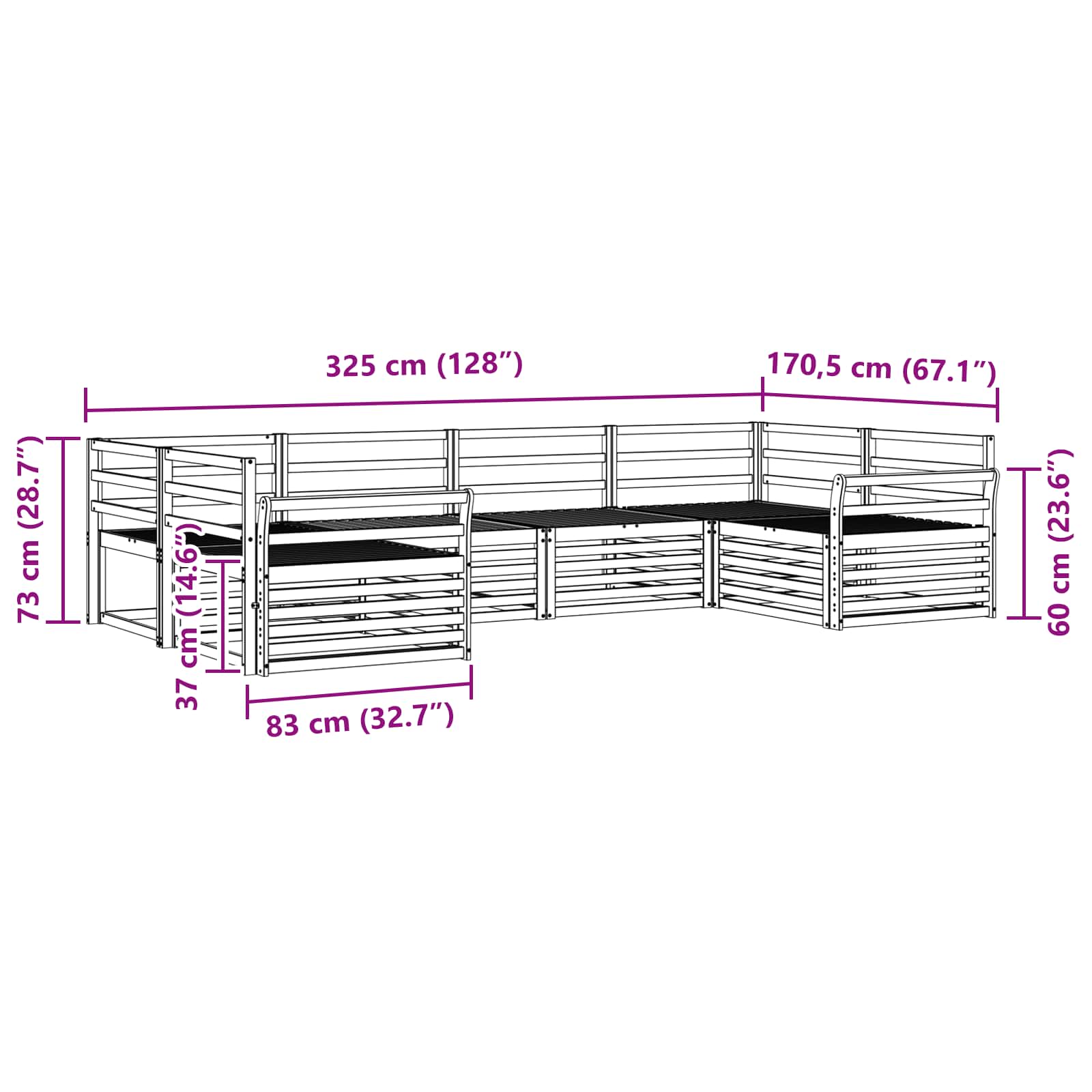 Ensemble de canapés d'extérieur 6 pcs Naturel - XIOS
