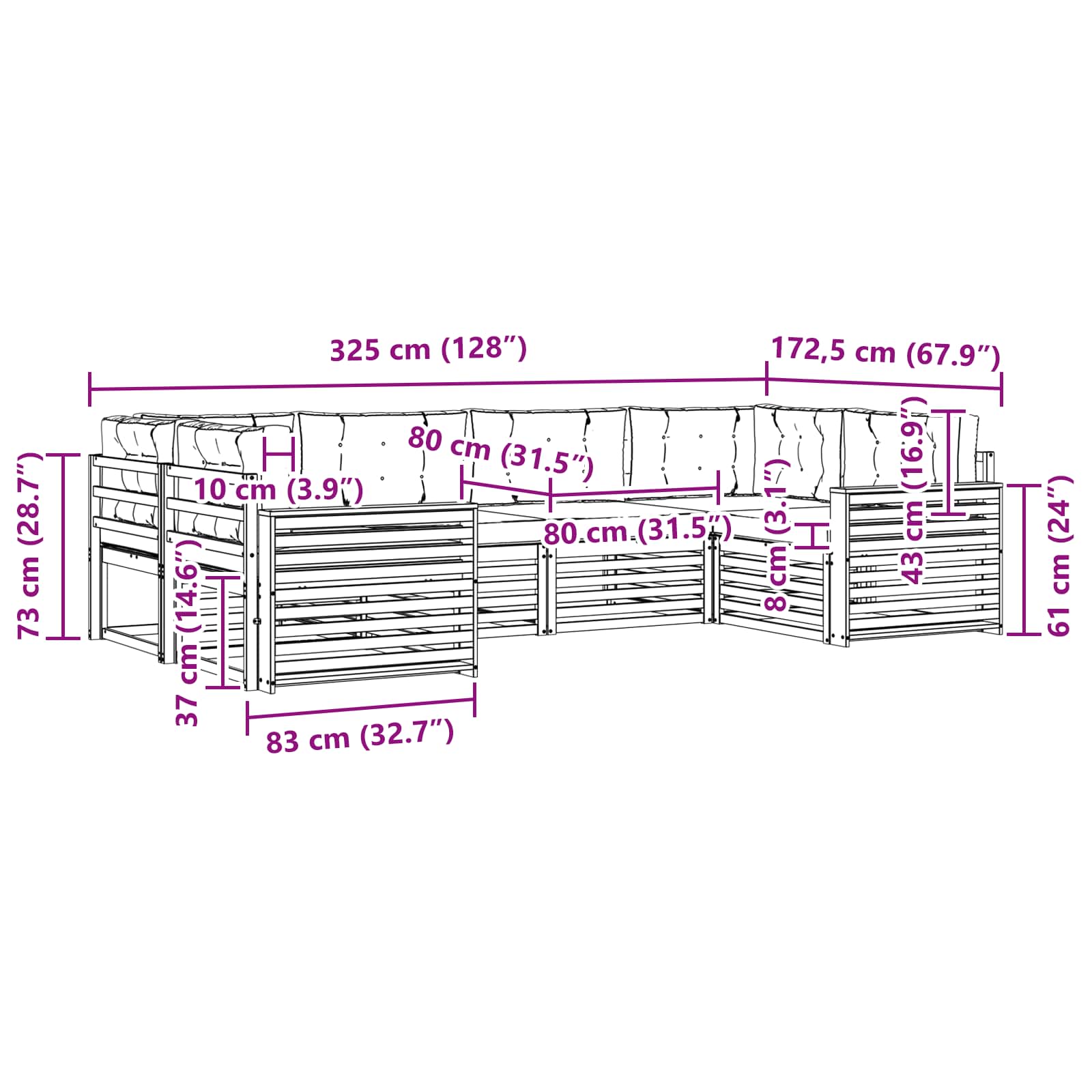 Ensemble de canapés d'extérieur 6 pcs Naturel et Crème - XIOS