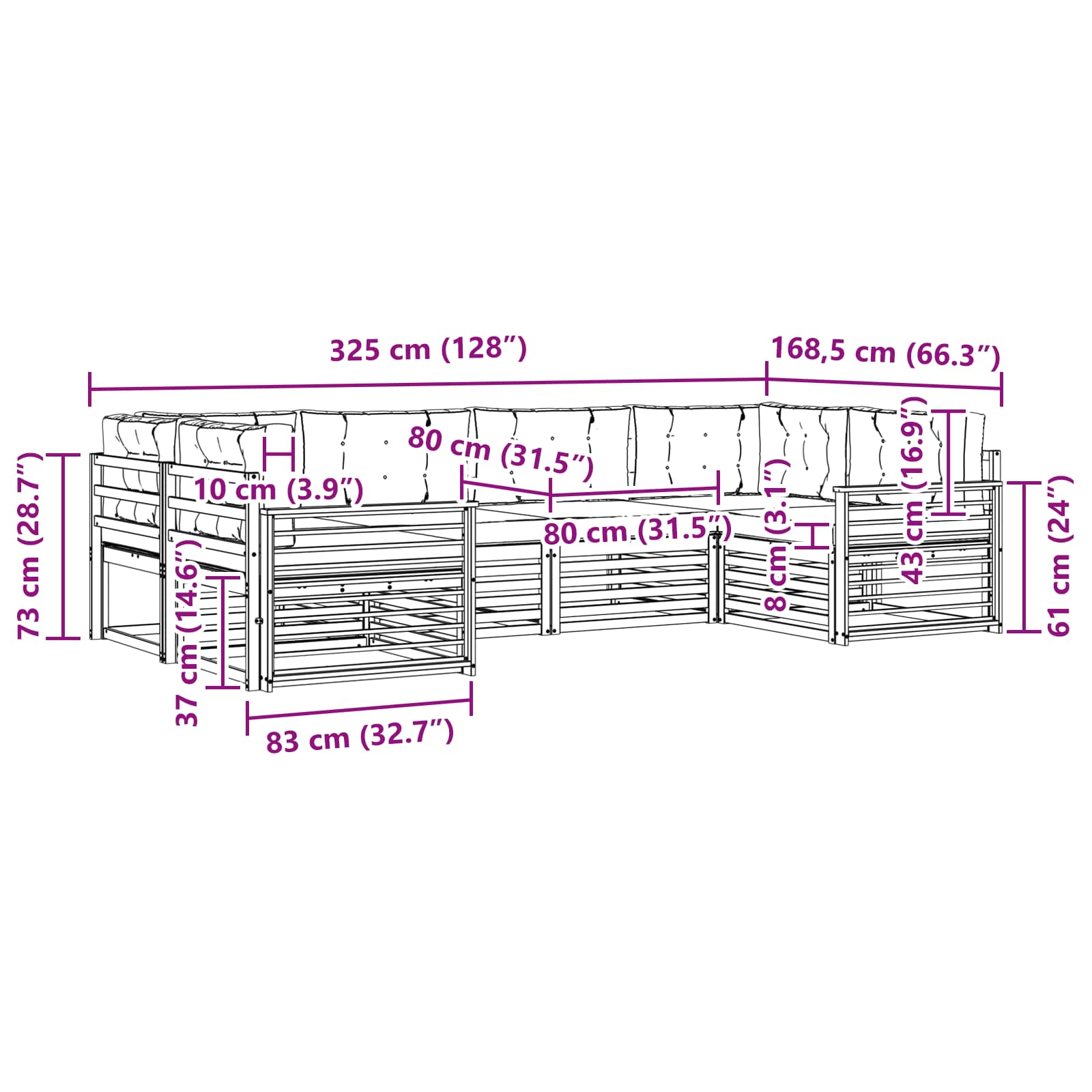 Ensemble de canapés d'extérieur 6 pcs Naturel et Anthracite - XIOS
