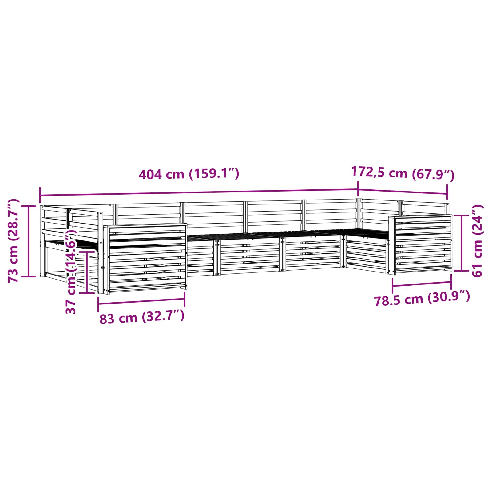 Ensemble de canapés d'extérieur 7 pcs Naturel - XIOS