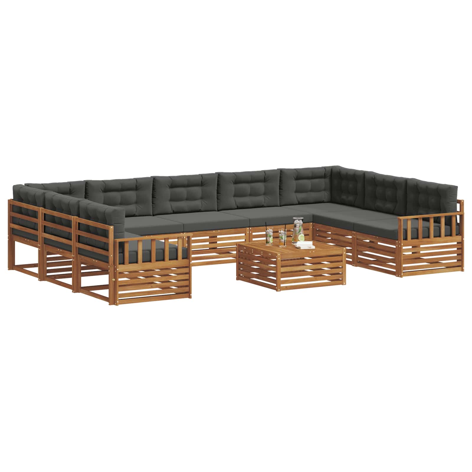 Ensembles de canapés avec coussin 10 pcs Naturel et Anthracite - XIOS