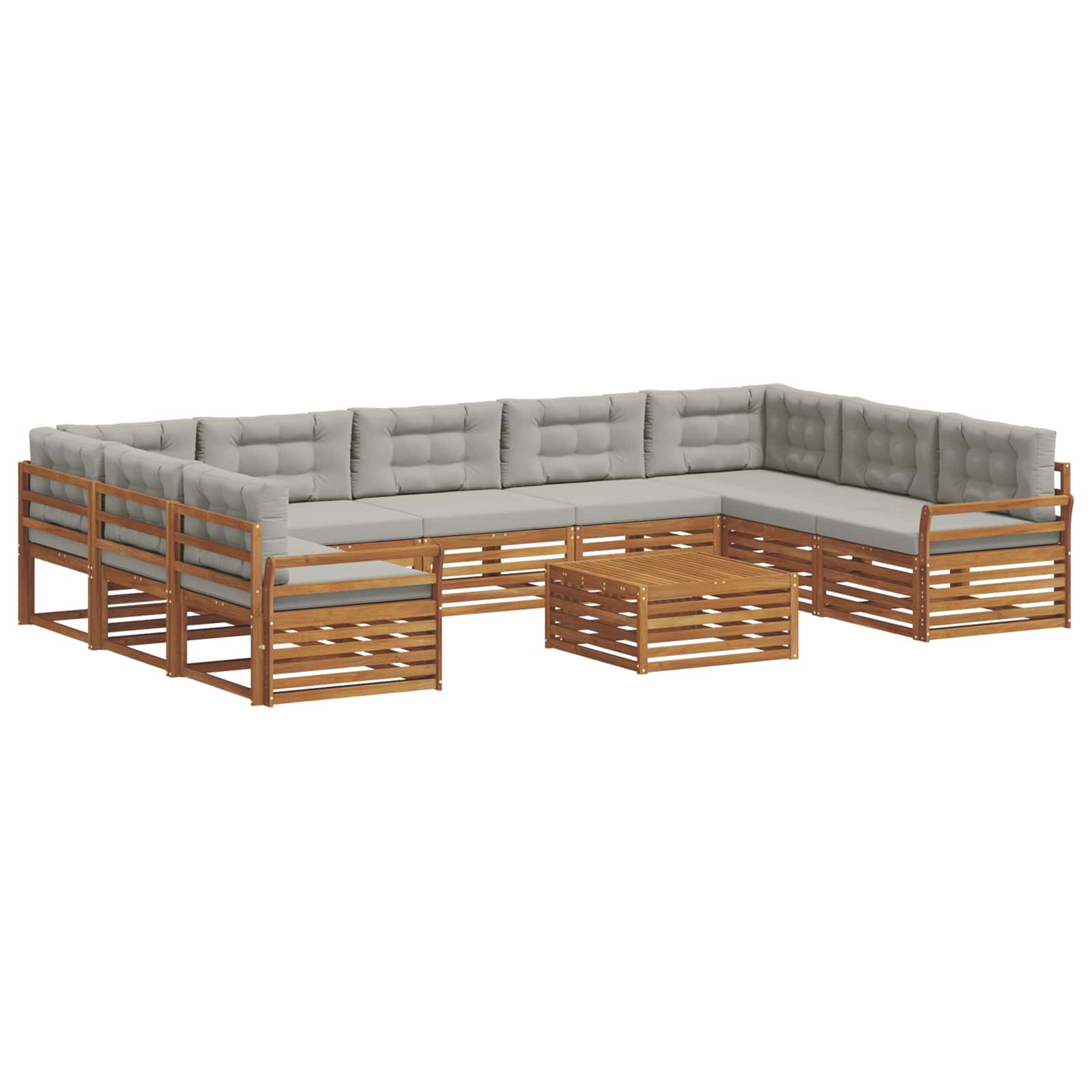 Ensembles de canapés avec coussin 10 pcs Gris Naturel et Clair - XIOS
