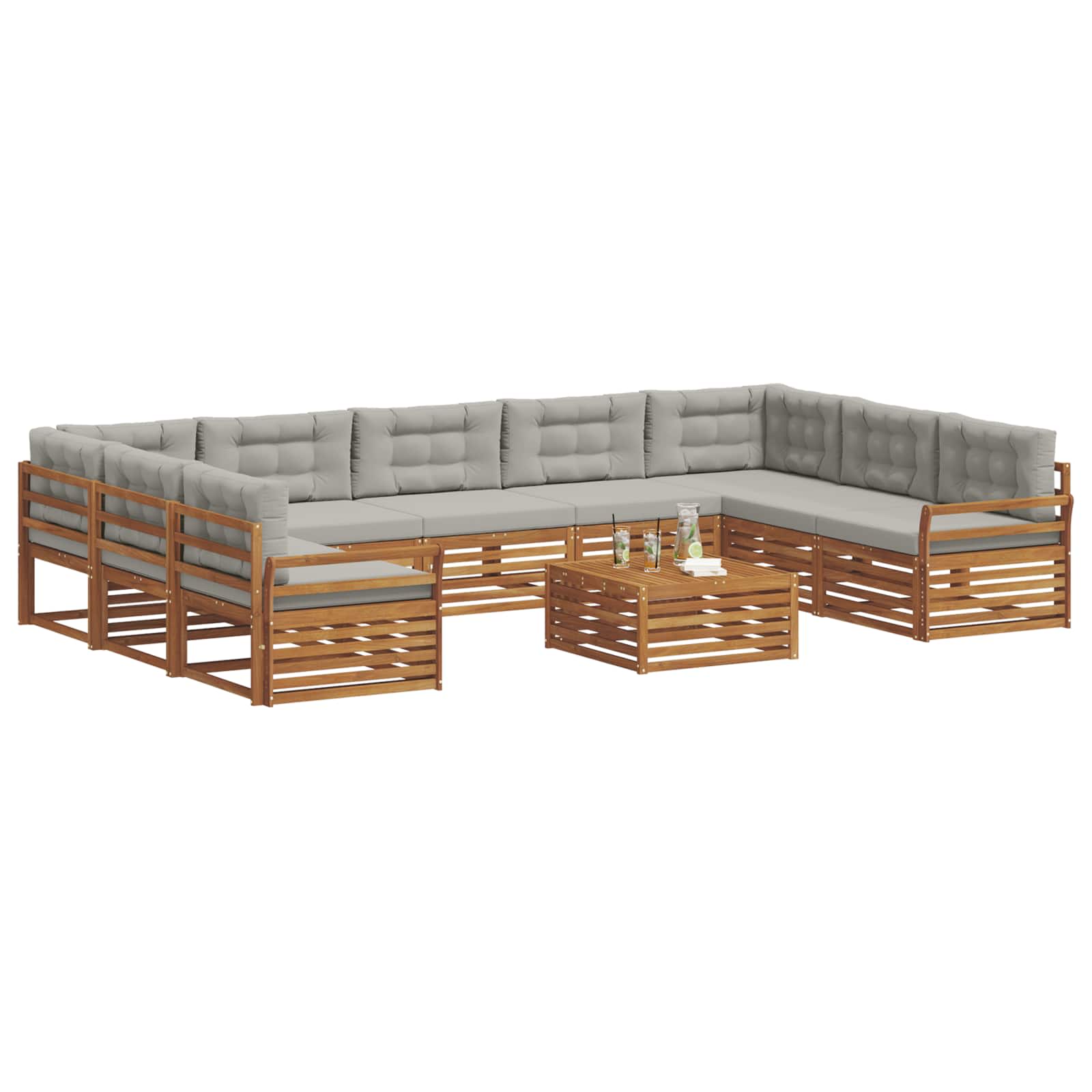 Ensembles de canapés avec coussin 10 pcs Gris Naturel et Clair - XIOS