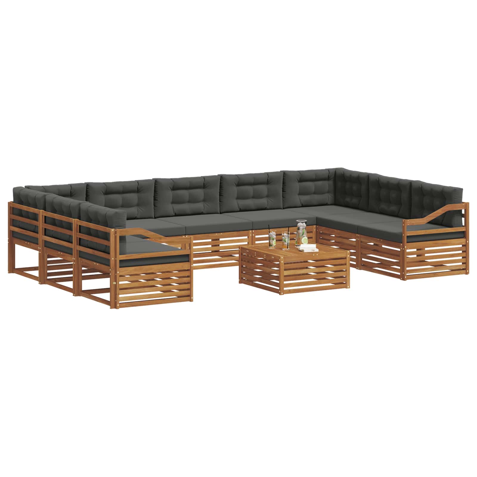 Ensembles de canapés avec coussin 10 pcs Naturel et Anthracite - XIOS