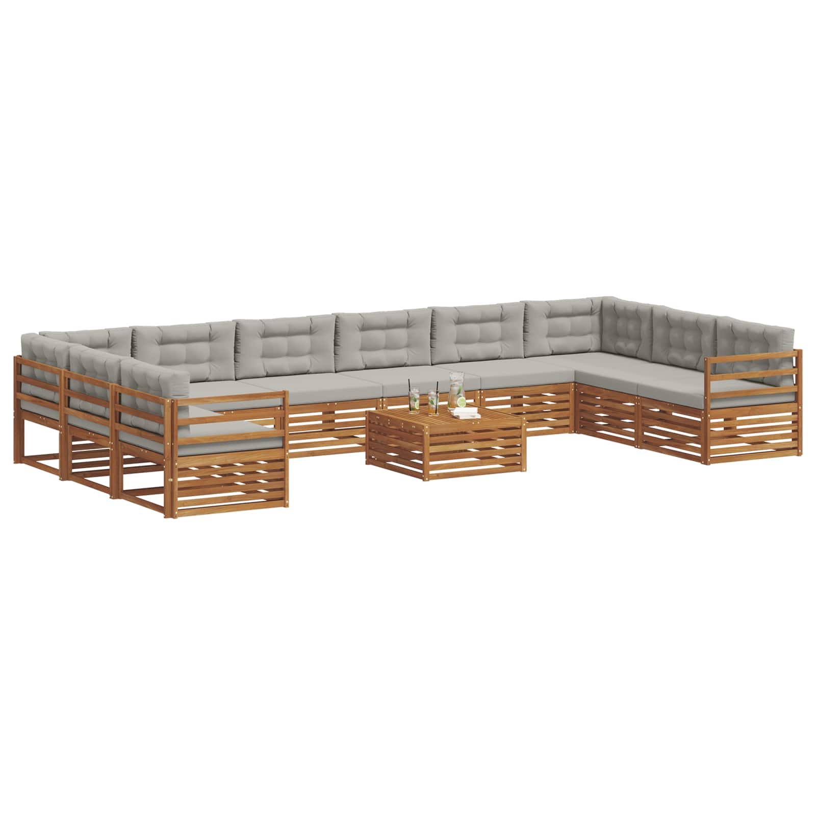 Ensembles de canapés avec coussin 11 pcs Gris Naturel et Clair - XIOS