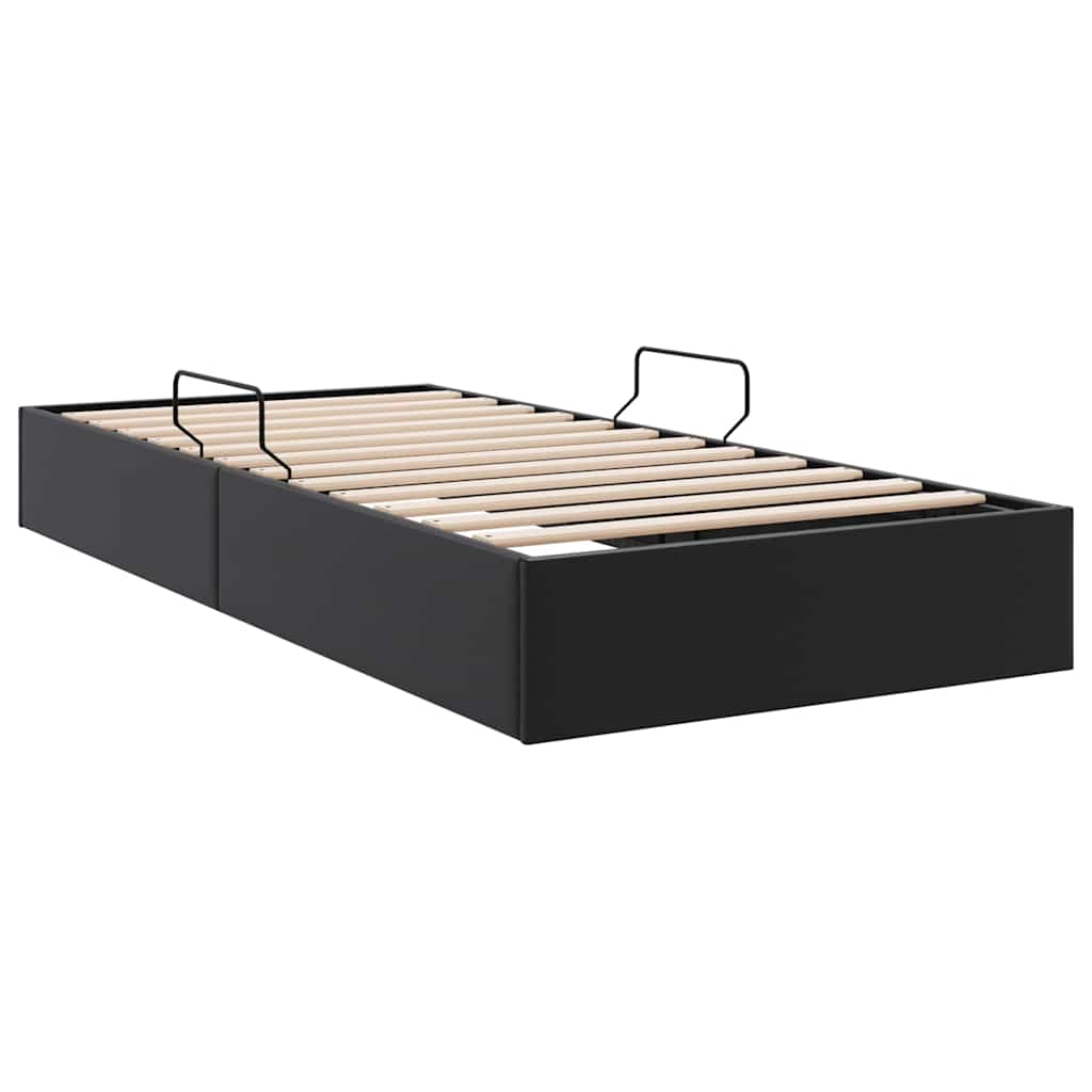 Lit de Rangement avec stockage Noir 100 x 190 cm Simili cuir