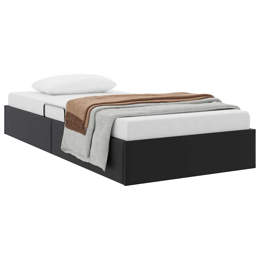 Lit de Rangement avec stockage Noir 100 x 190 cm Simili cuir