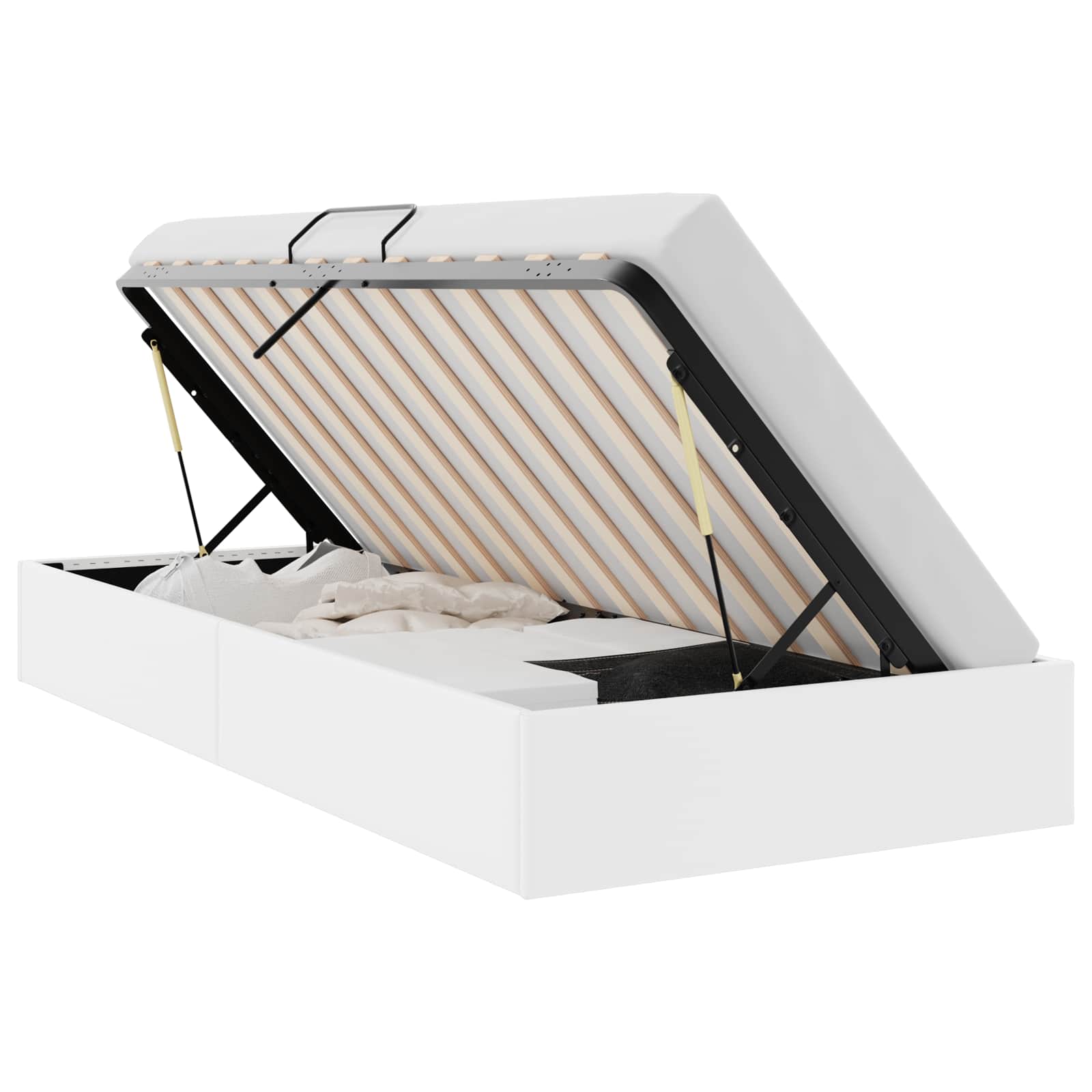 Lit de Rangement Blanc pur 100 x 190 cm Simili cuir