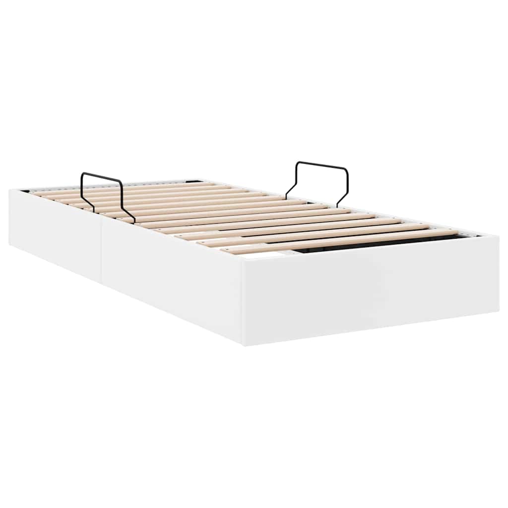 Lit de Rangement Blanc pur 100 x 190 cm Simili cuir