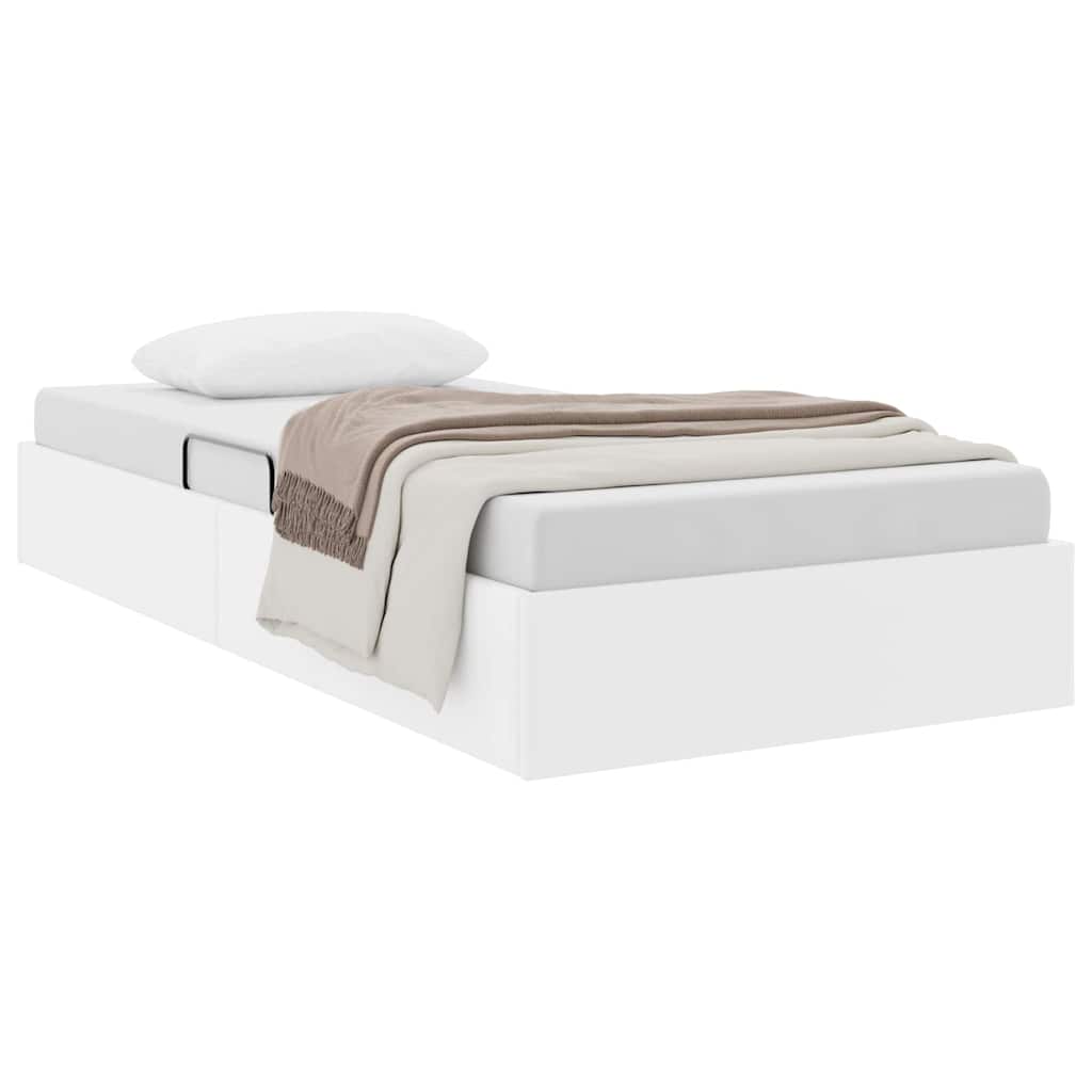 Lit de Rangement Blanc pur 100 x 190 cm Simili cuir