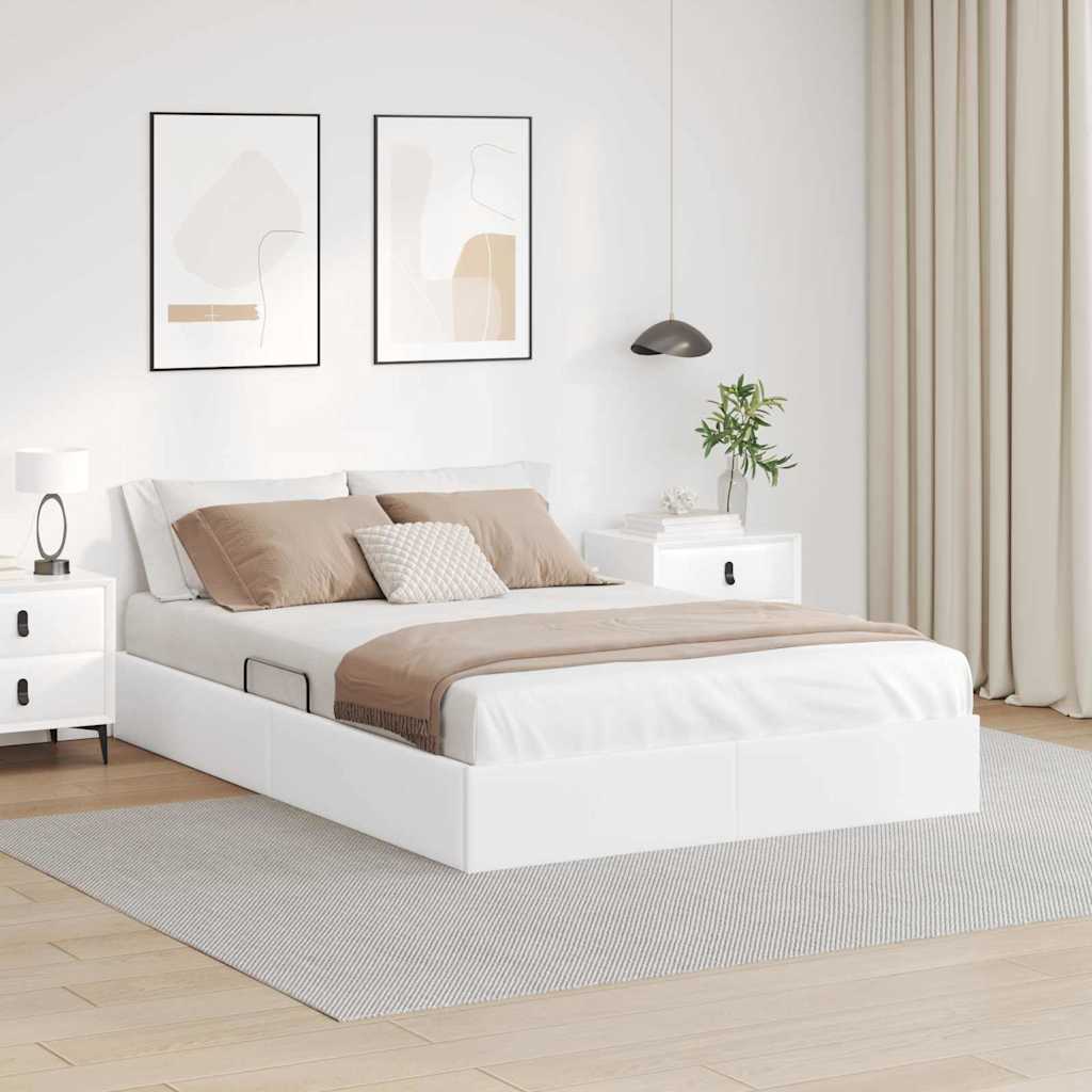 Lit de Rangement Blanc pur 137 x 190 cm Simili cuir - XIOS