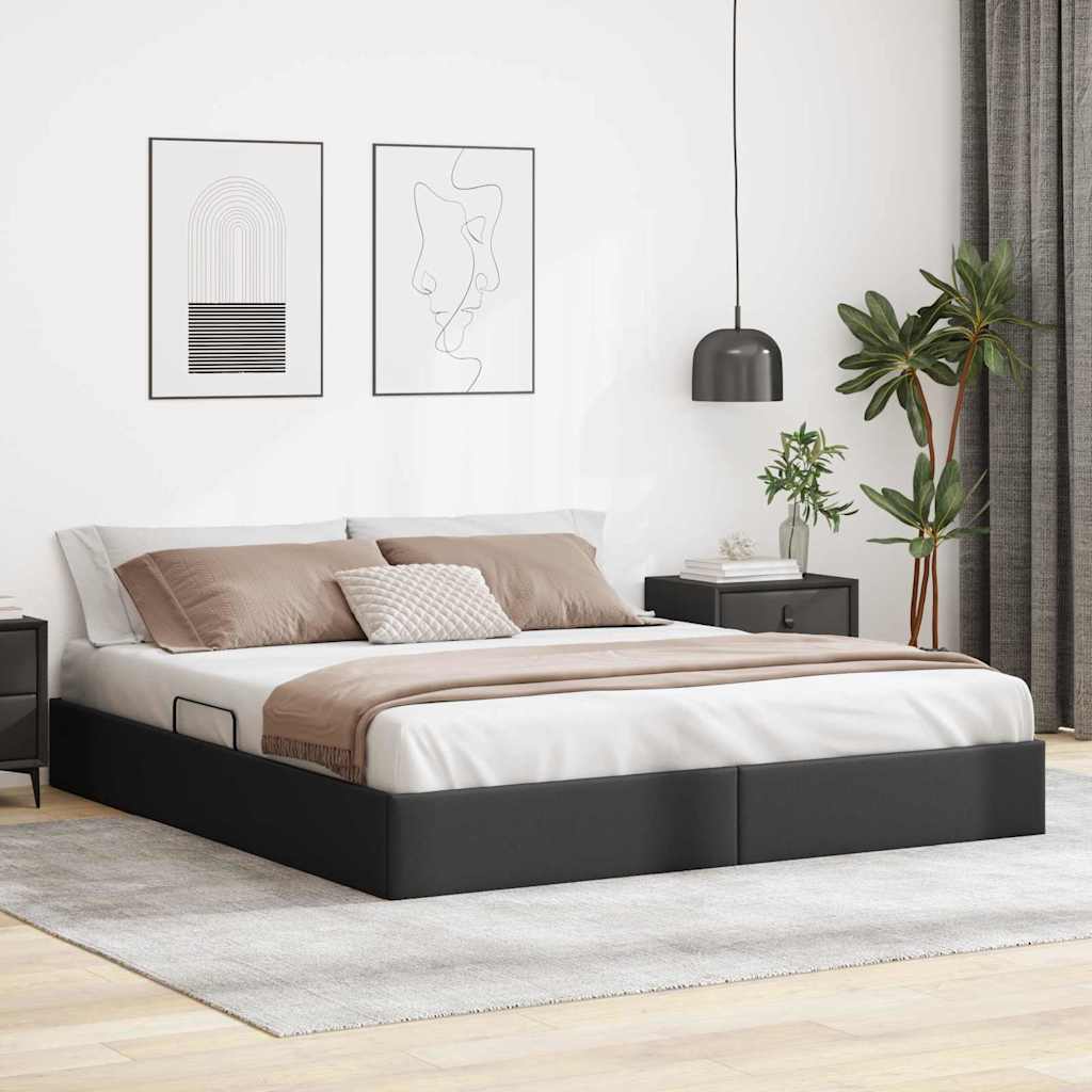 Lit de Rangement avec stockage Noir 193 x 203 cm Simili cuir - XIOS