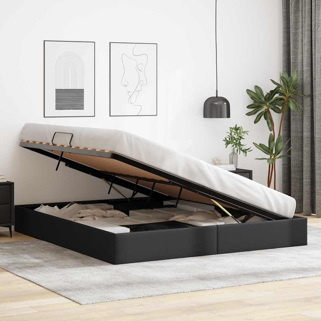 Lit de Rangement avec stockage Noir 193 x 203 cm Simili cuir - XIOS