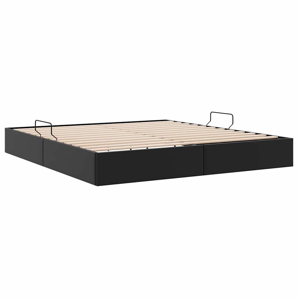Lit de Rangement avec stockage Noir 193 x 203 cm Simili cuir - XIOS