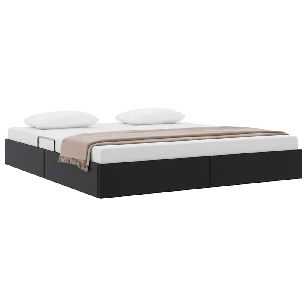 Lit de Rangement avec stockage Noir 193 x 203 cm Simili cuir - XIOS