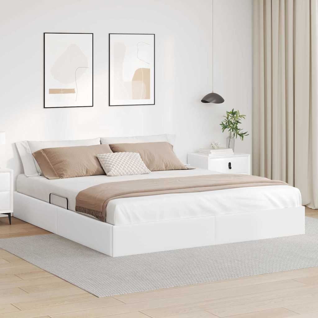 Lit de Rangement Blanc pur 193 x 203 cm Simili cuir - XIOS