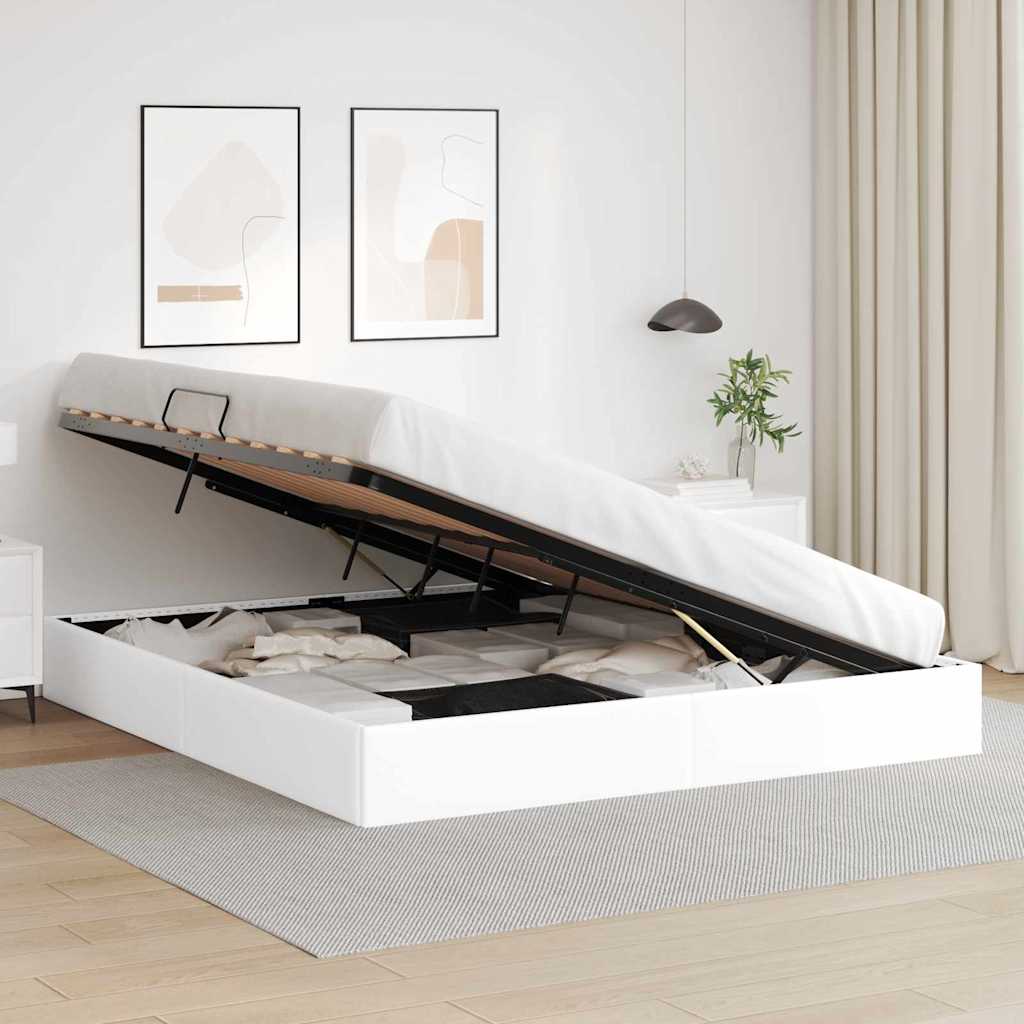 Lit de Rangement Blanc pur 193 x 203 cm Simili cuir - XIOS