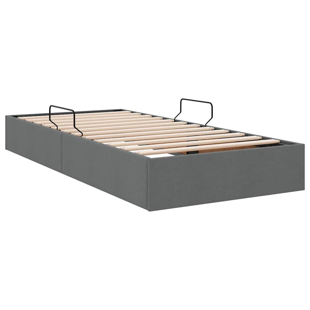 Lit de Rangement avec matelas Gris foncé 90 x 190 cm tissu - XIOS