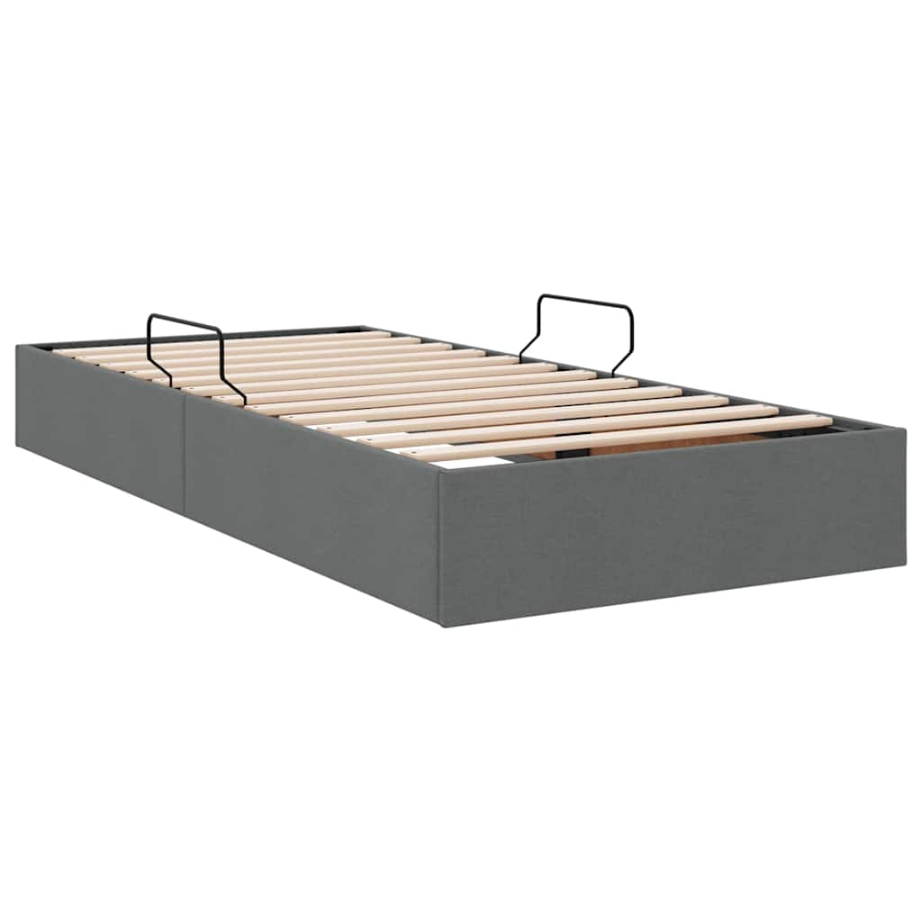 Lit de Rangement avec matelas Gris foncé 90 x 190 cm tissu - XIOS