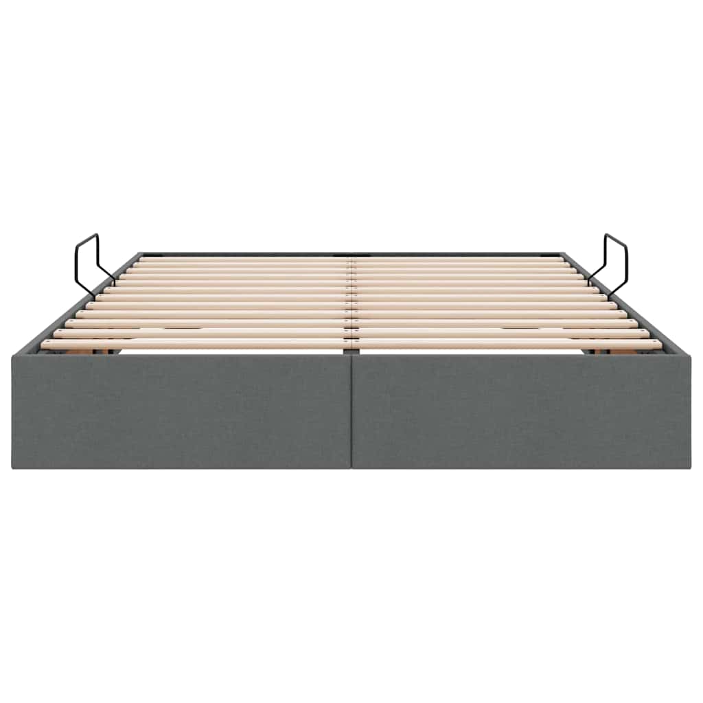 Lit de Rangement avec matelas Gris foncé 135 x 190 cm tissu - XIOS