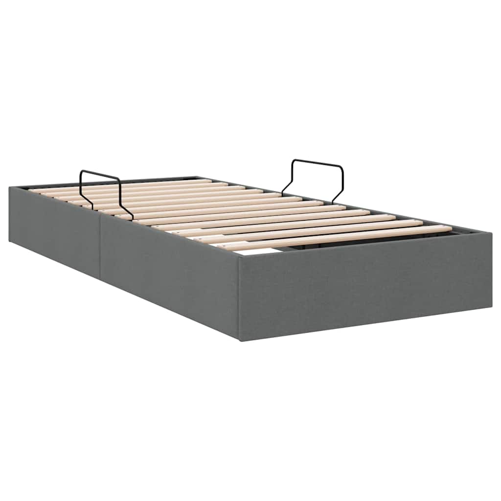 Lit de Rangement avec stockage Gris foncé 100 x 190 cm Tissu