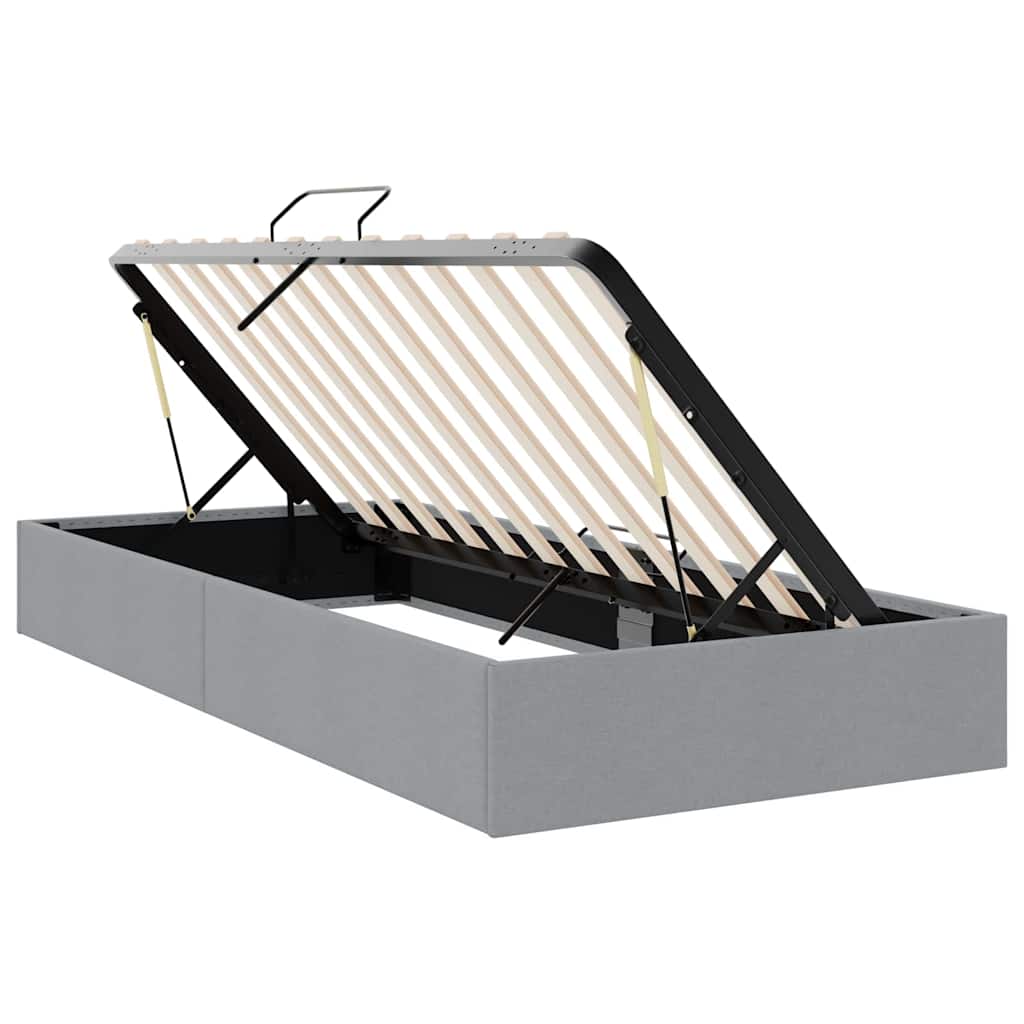 Lit de Rangement avec stockage Gris clair 203 x 100 cm Tissu