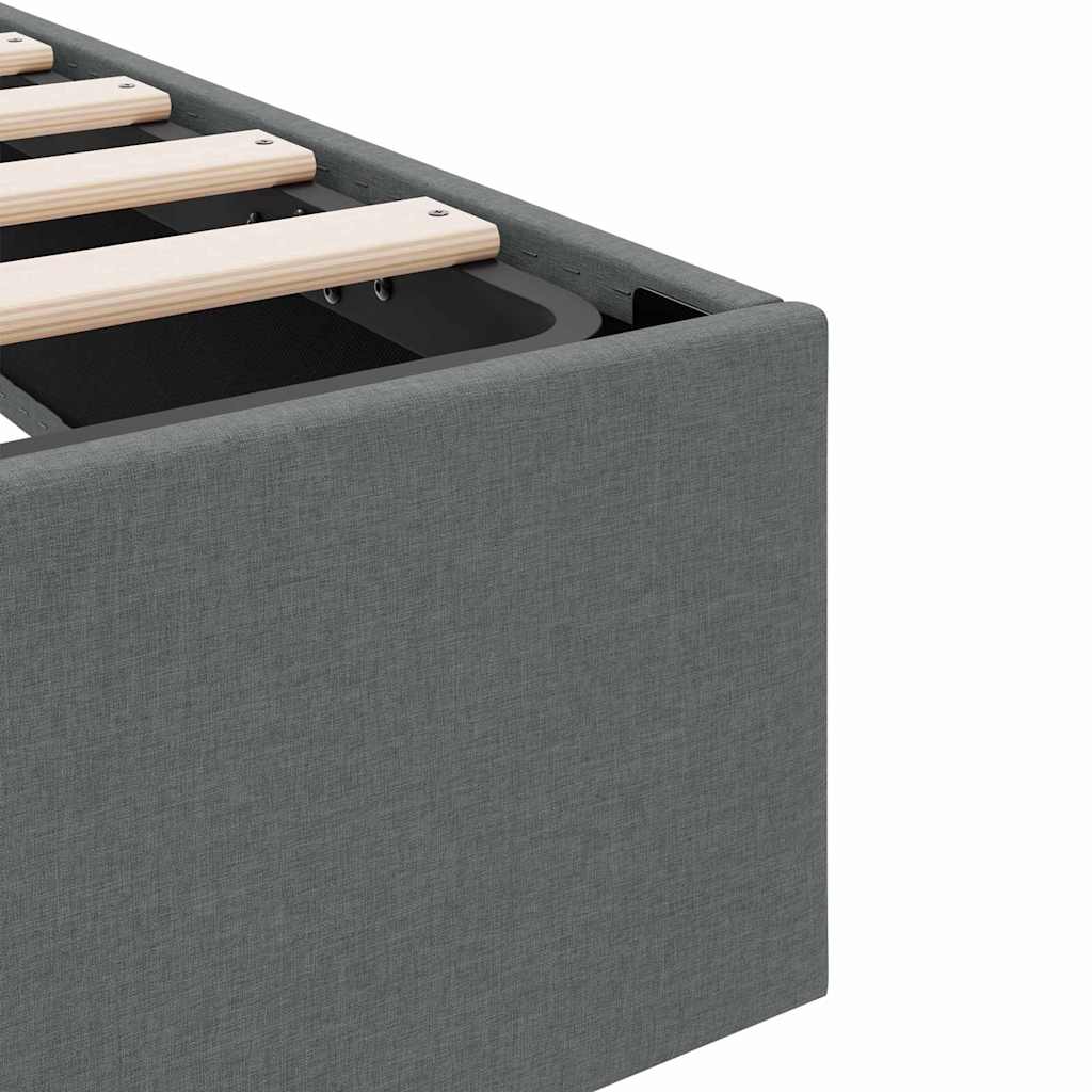 Lit de Rangement avec stockage Gris foncé 153 x 203 cm Tissu - XIOS
