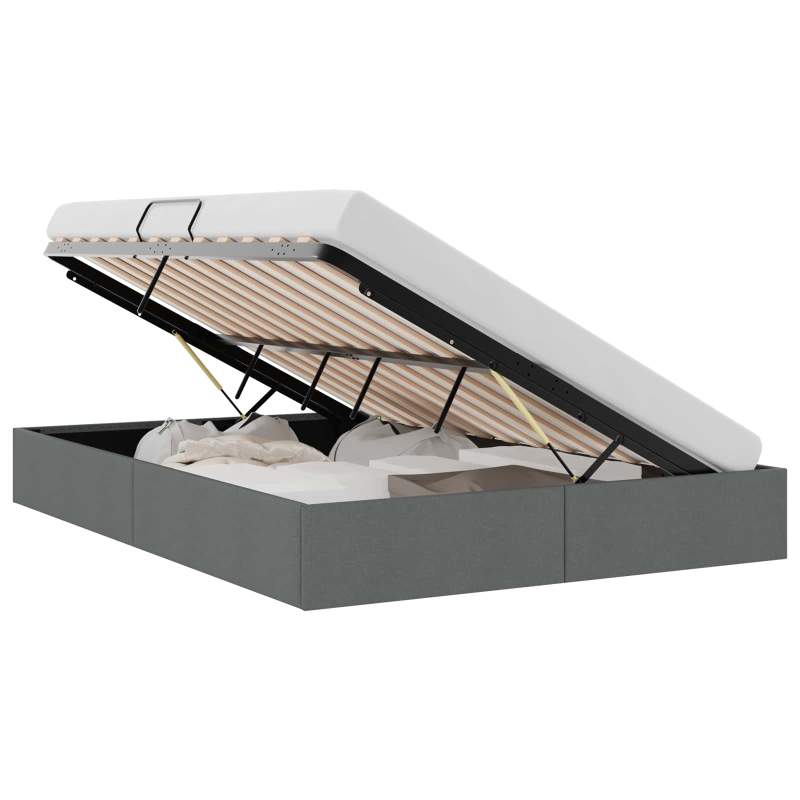 Lit de Rangement avec stockage Gris foncé 153 x 203 cm Tissu - XIOS