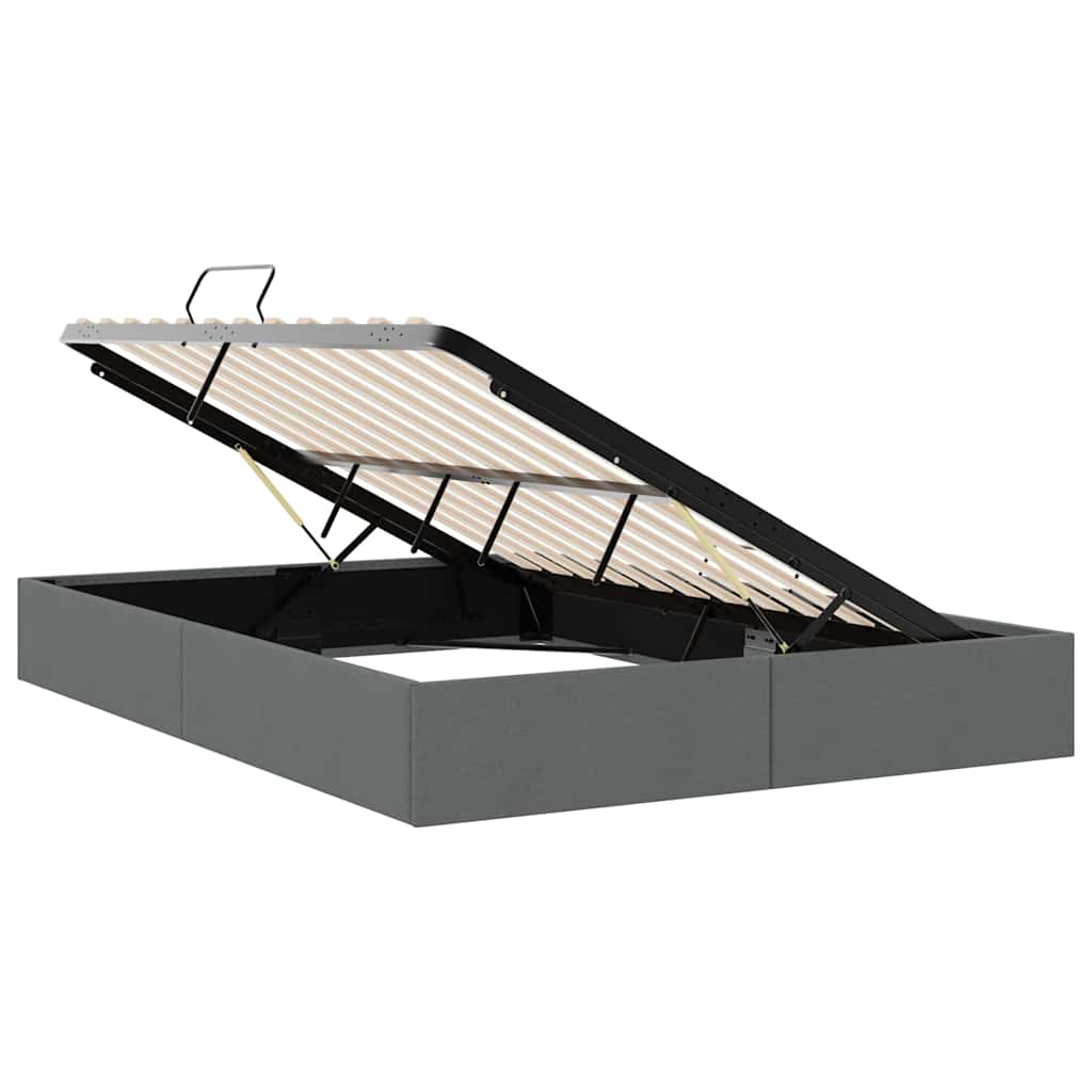 Lit de Rangement avec stockage Gris foncé 153 x 203 cm Tissu - XIOS