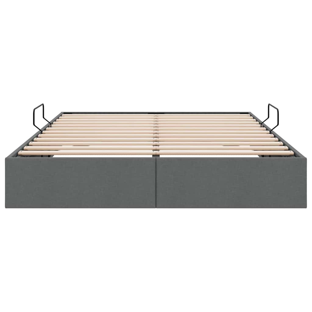 Lit de Rangement avec stockage Gris foncé 153 x 203 cm Tissu - XIOS