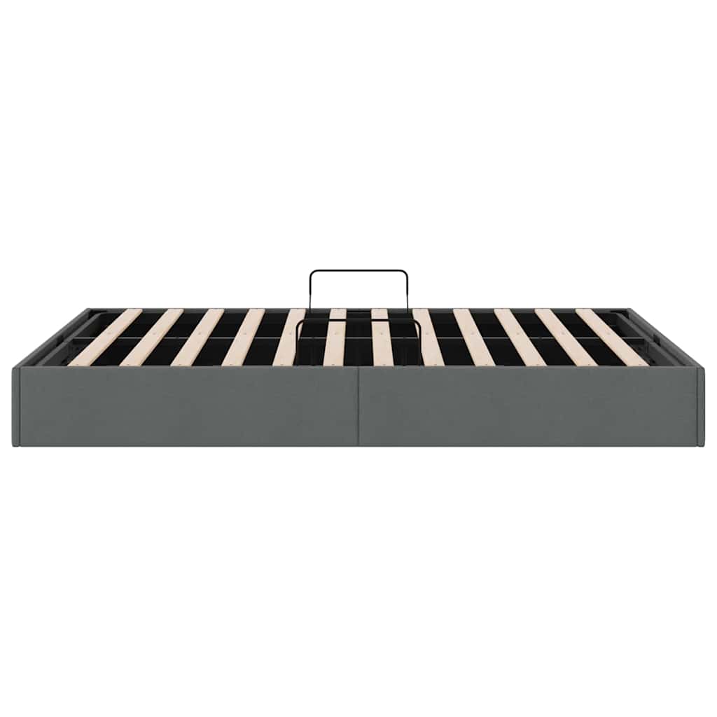 Lit de Rangement avec stockage Gris foncé 153 x 203 cm Tissu - XIOS
