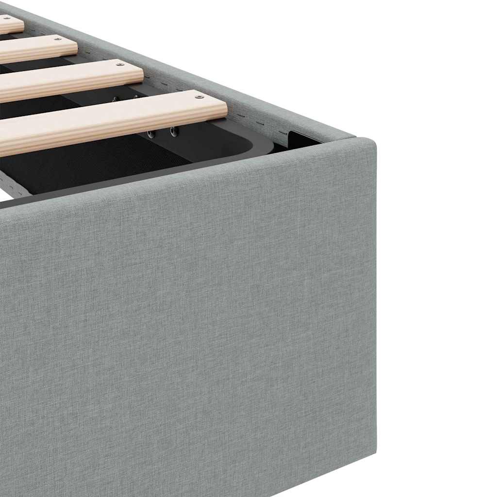 Lit de Rangement avec stockage Gris clair 193 x 203 cm Tissu - XIOS