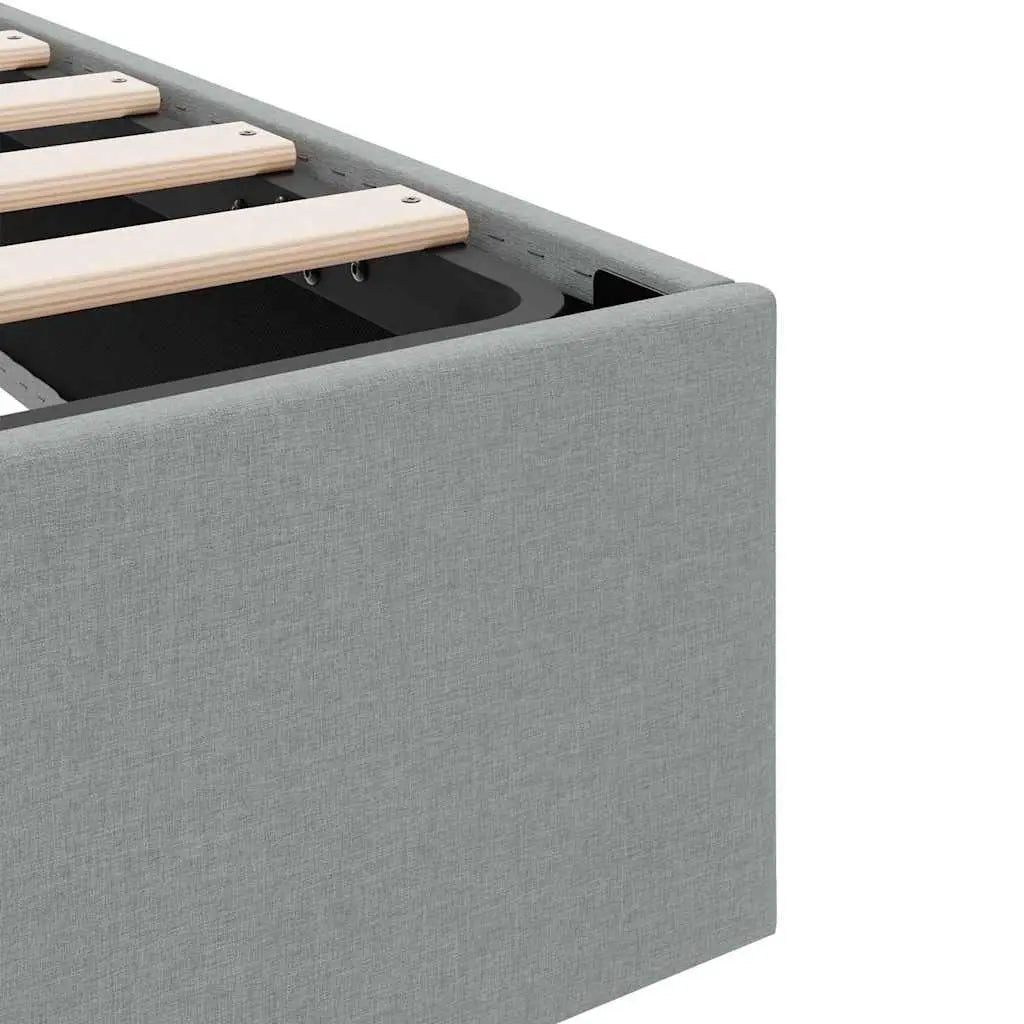 Lit de Rangement avec stockage Gris clair 193 x 203 cm Tissu - XIOS