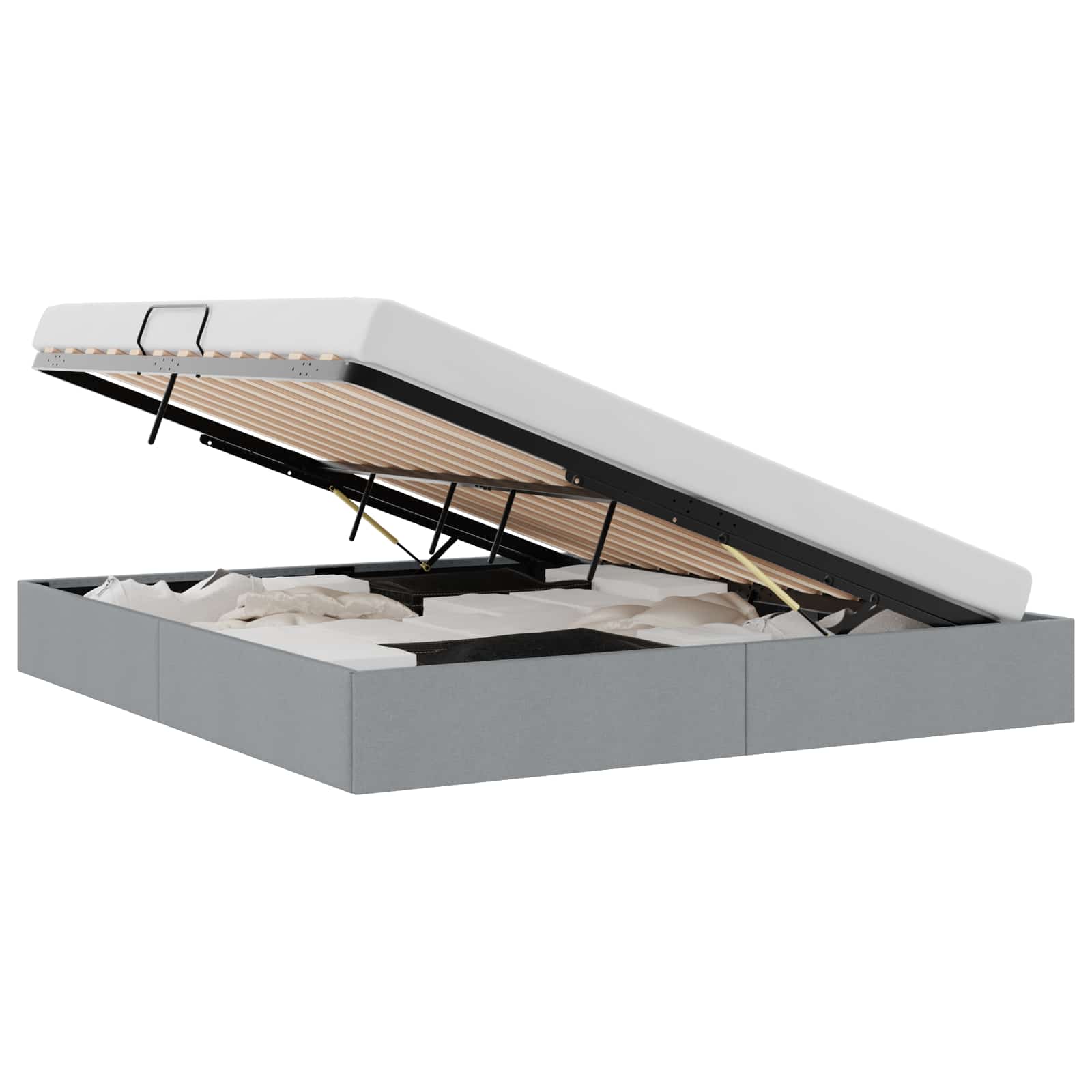 Lit de Rangement avec stockage Gris clair 193 x 203 cm Tissu - XIOS