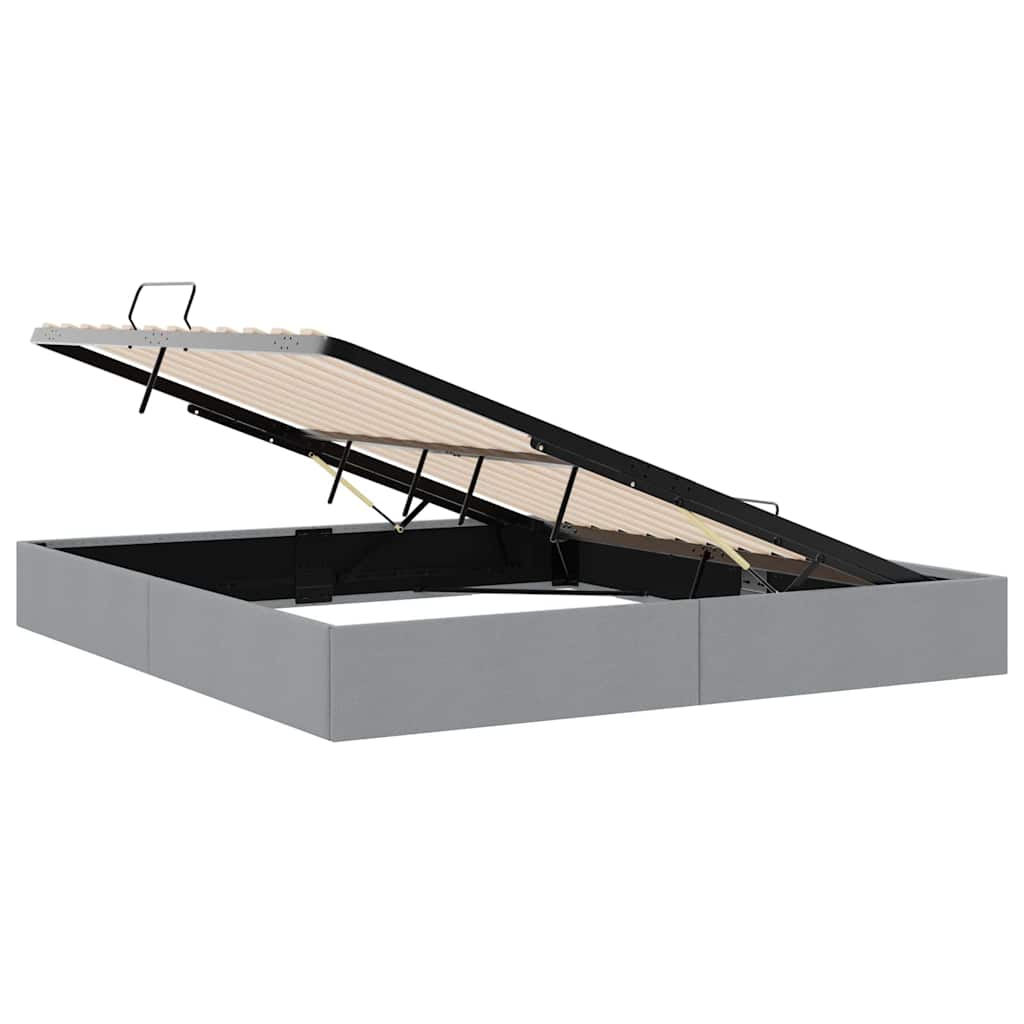 Lit de Rangement avec stockage Gris clair 193 x 203 cm Tissu - XIOS