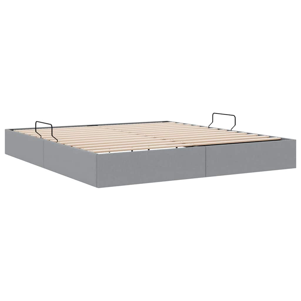 Lit de Rangement avec stockage Gris clair 193 x 203 cm Tissu - XIOS